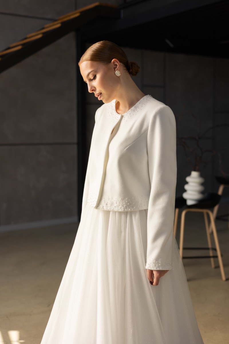 Шубка Піджак вишитий перлинами 012 - Фото 6