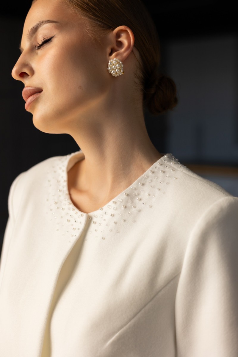 Шубка Піджак вишитий перлинами 012 - Фото 4