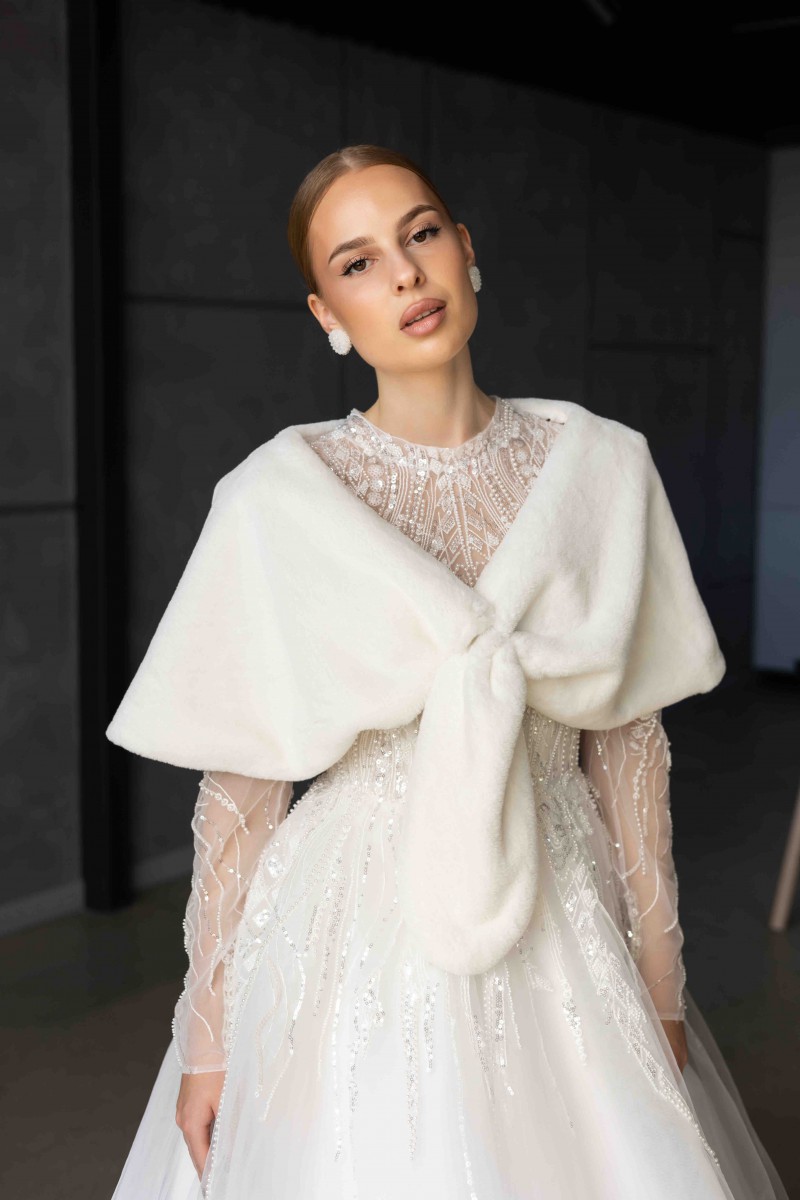 Шубка Накидка з еко хутра 002 - Фото 4