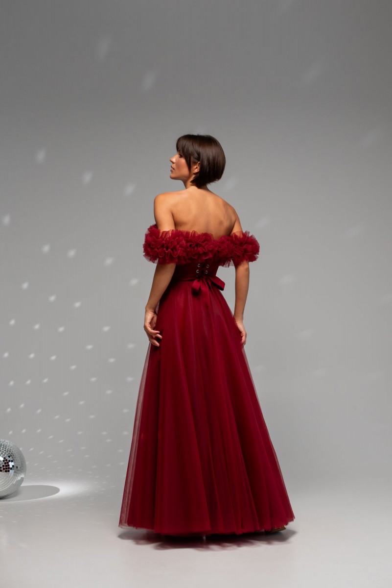 Випускна сукня O-911 Burgundy - Фото 11