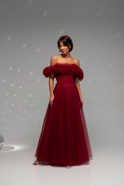 Випускна сукня O-911 Burgundy - Фото 3