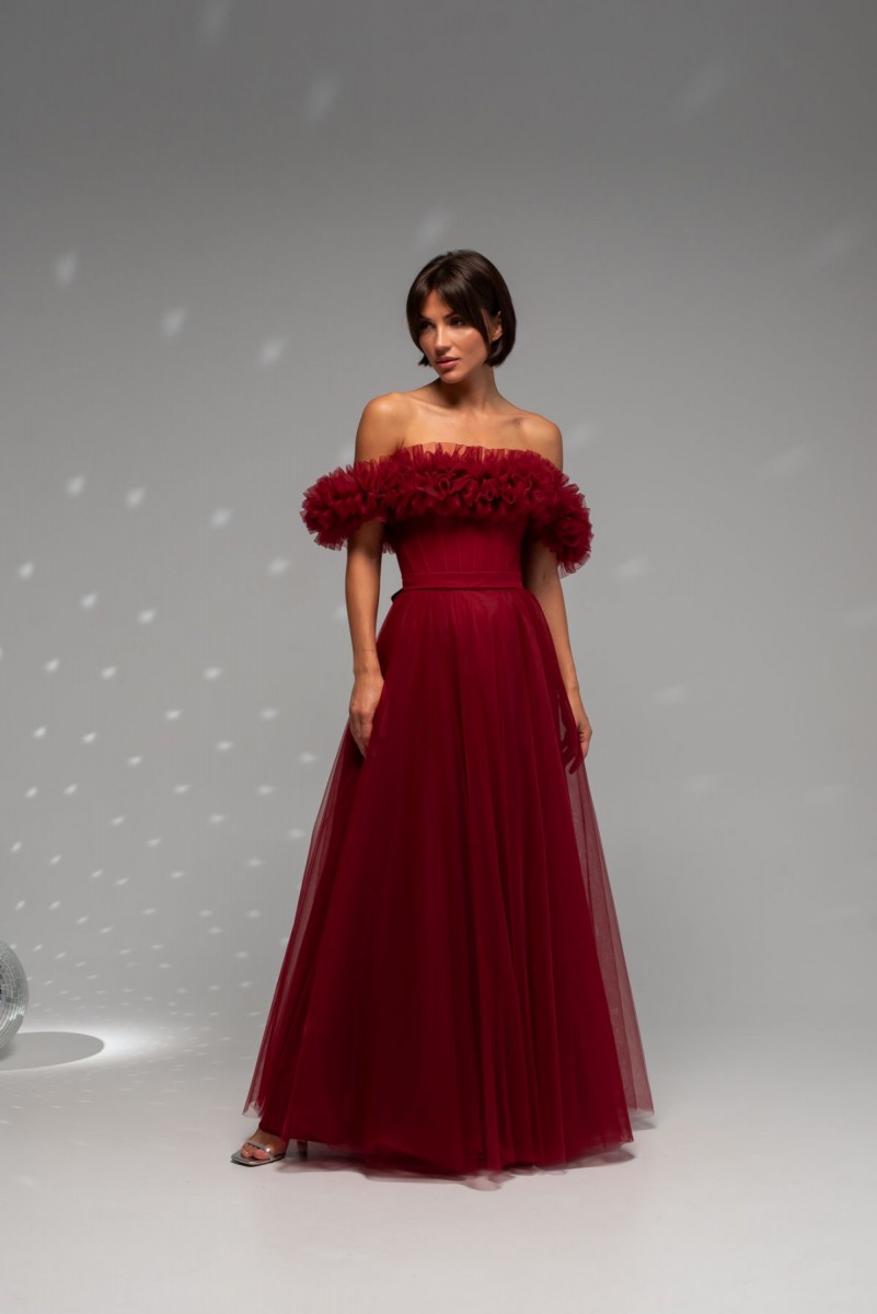 Випускна сукня O-911 Burgundy - Фото 9