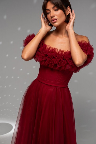Випускна сукня O-911 Burgundy - Фото 2